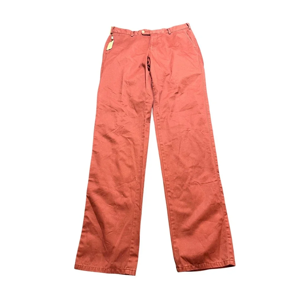 NWT Peter Millar Mens Flat Front Twill Pants Chinos MF15B84 Foliage Mens 34‎